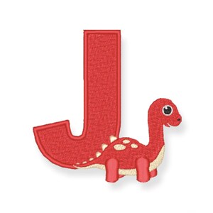 Archivo de bordado de la letra J / Archivo digitalizado / Carta de dinosaurio para niños