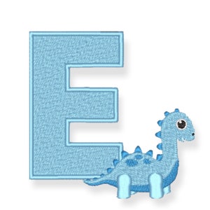 E Letter / Dinosaurus gedigitaliseerde brief / Dinosaurus borduurwerk bestand download meerdere maten