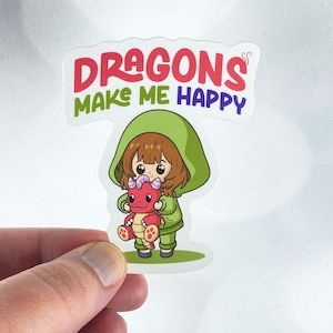 Kawaii Dragon Art Sticker: Fantasy Laptop Decal