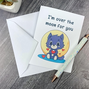 Werewolf Love Card - Cute Full Moon Romance Greeting Card for Anniversary or Valentine’s Day