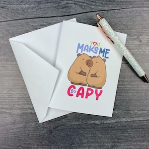 Adorable carte de voeux Capybara - Design animalier kawaii