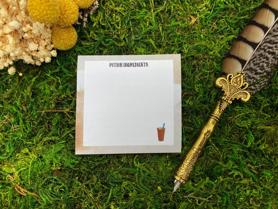 Potion Ingredients Sticky Note Pad — Iced Coffee Art, Witchy Desk ...