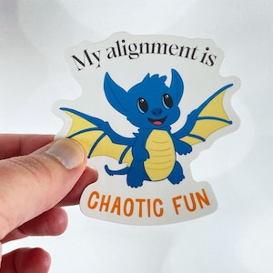 TTRPG Humor Sticker: Chaotic Fun Dragon Quote