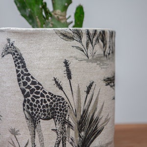 Safari Animal Planter Cover, Handmade Fabric Pot, Zebra Giraffe Cheetah Fabric Planter, Animal Plant Pot Cover, Farmhouse Plant Bag