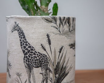 Safari Animal Planter Cover, Handmade Fabric Pot, Zebra Giraffe Cheetah Fabric Planter, Animal Plant Pot Cover, Farmhouse Plant Bag