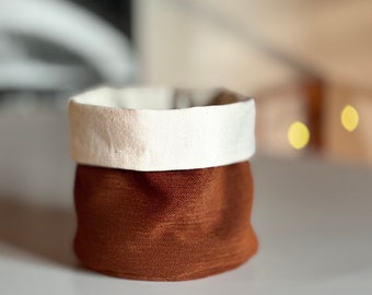 Funda de maceta de terciopelo de terracota hecha a mano: organizador de tela lavable