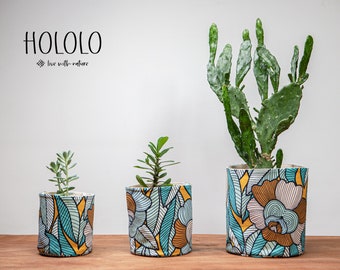 Cubierta de maceta de planta de tela tropical, maceta de tela hecha a mano, bolsa de maceta de planta boho, maceta de tela de hojas de colores, jardinera de lona, decoración colorida del hogar