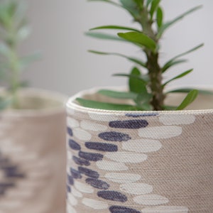 Hygee Planter Cover, Blue Beige Fabric Basket, Boho Flower Pot, Plant Pot Cover, Fabric Pot, Scandi Basket, Organic Plant Pot