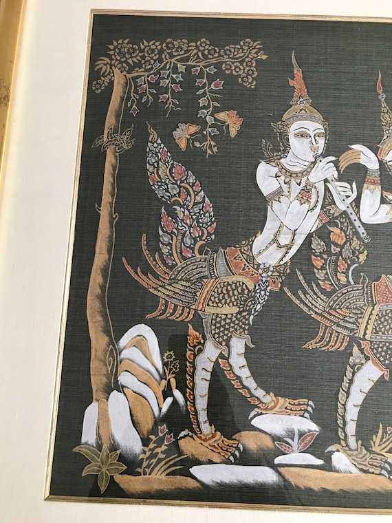 Vintage 1970s Thai Silk Painting: Kinnara Kinnari Figural Art - Etsy