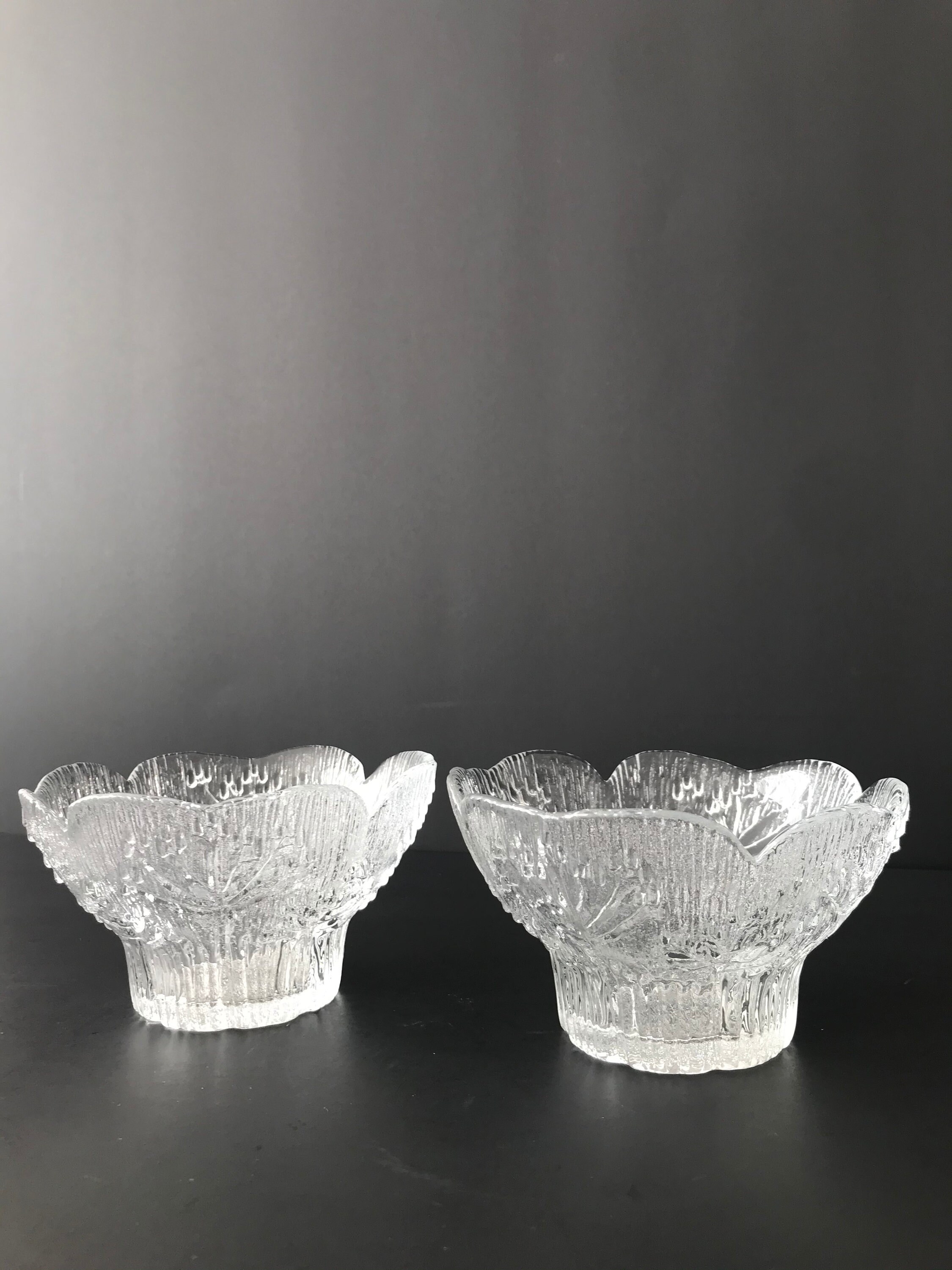 Vintage Dansk Floriform Italian Glass Pedestal Serving Bowls Etsy