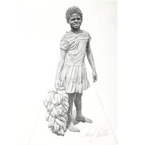 Signed Portrait Sketch: Charcoal Art Print, Silver Metal Frame