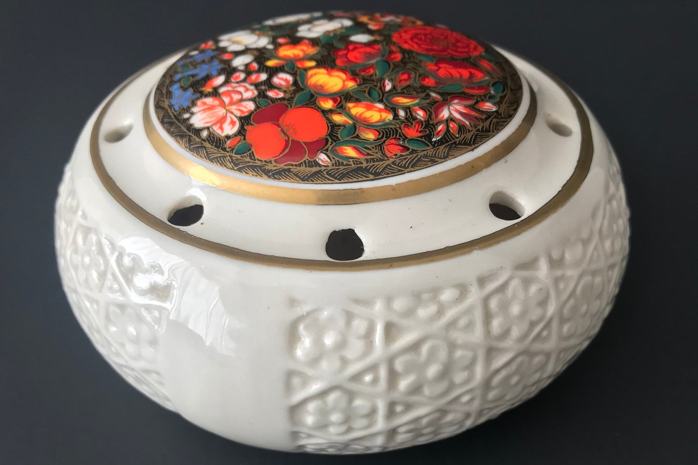 Vintage Ceramic Potpourri Jar, Potpourri Holder with Decorative