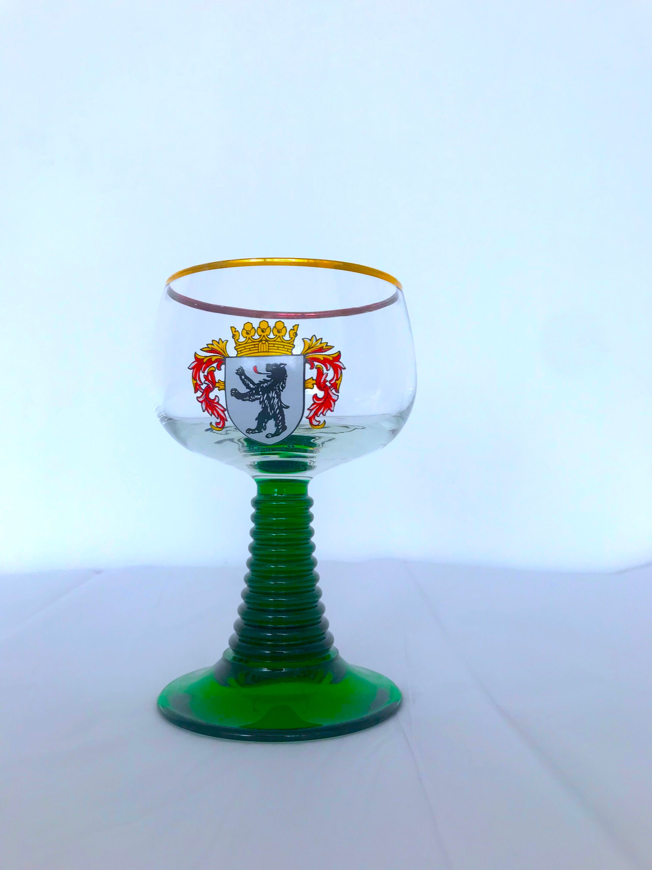 German Rhein Roemer Wine Glass, Vintage German Coil Ribbed Glass