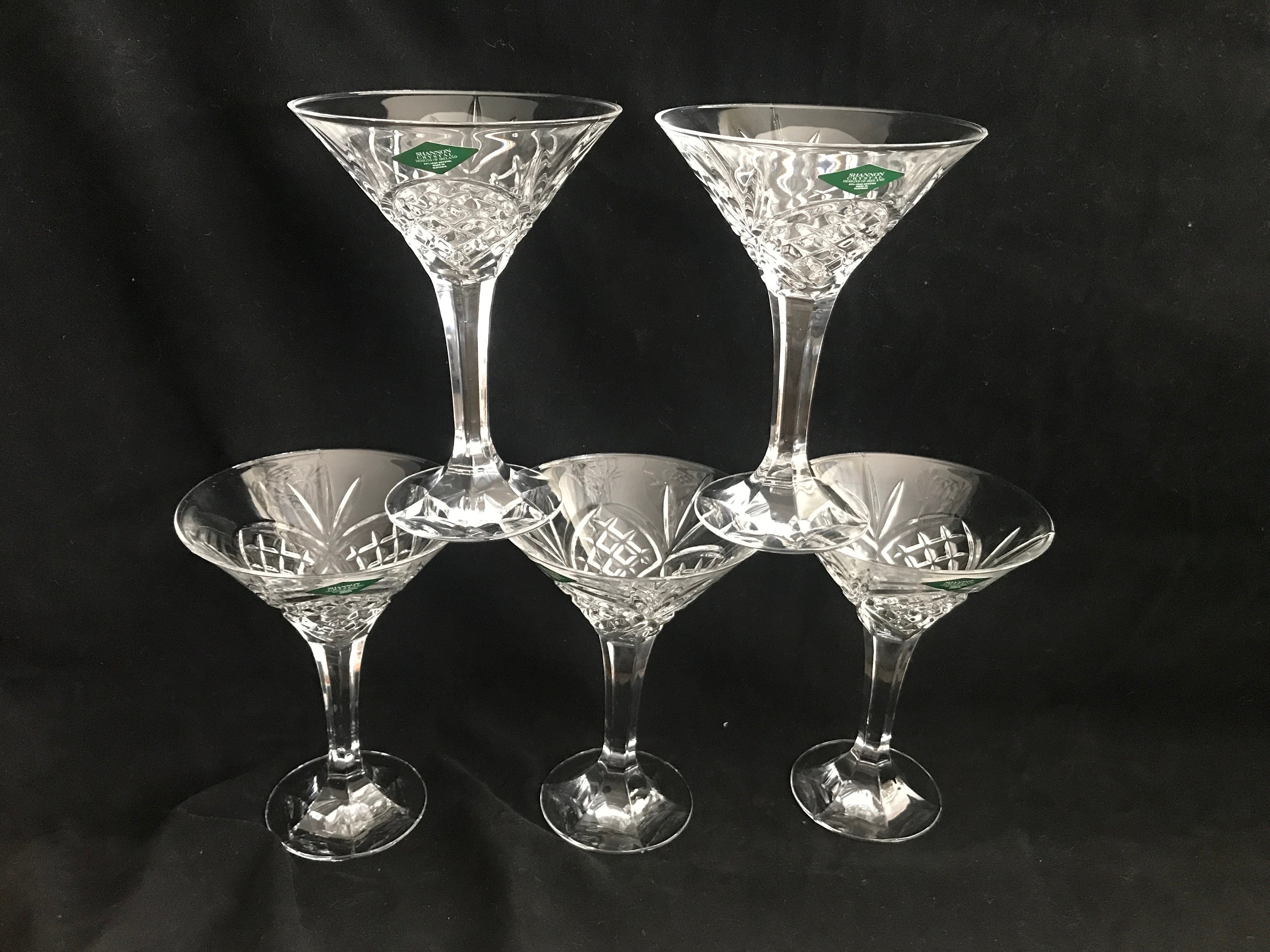 Shannon 24 Lead Crystal Wine Glasses /Water Glasses/ Unused Crystal Goblets with Labels