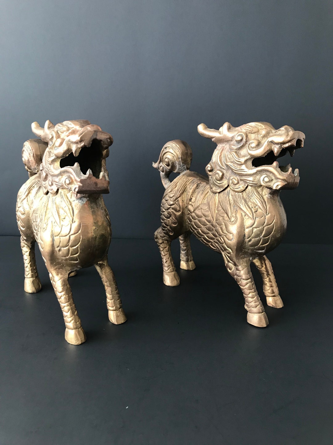 Vintage Brass Foo Dog Incense Holders Brass Lion Guardian Etsy