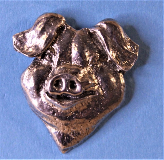 Vintage Pewter Pig lapel Pin Badge: A E Williams, British Made
