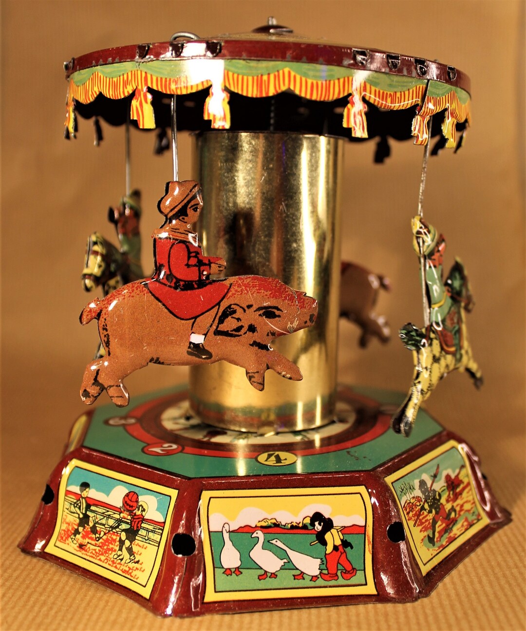 Tinplate Clockwork Carousel 130mm High RETRO REPRO Etsy UK