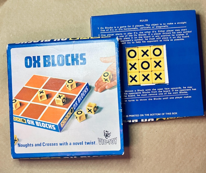 Ox Blocks Noughts and Crosses Game Family Favourite Vintage Good ...