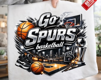 Immagine PNG degli Spurs di pallacanestro, clipart di pallacanestro, design per il giorno della partita (download digitale)