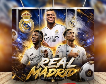 Real Madrid 20oz roestvrijstalen beker, drinkgerei voetbalfan, voetbalclubbeker