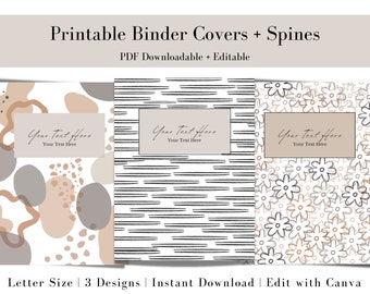 Binder Covers Printable Editable | Neutral Binder Covers | Editable Binder Covers | Binder Templates | Planner Cover | Teacher Binder