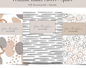 Binder Covers Printable Editable | Neutral Binder Covers | Editable Binder Covers | Binder Templates | Planner Cover | Teacher Binder
