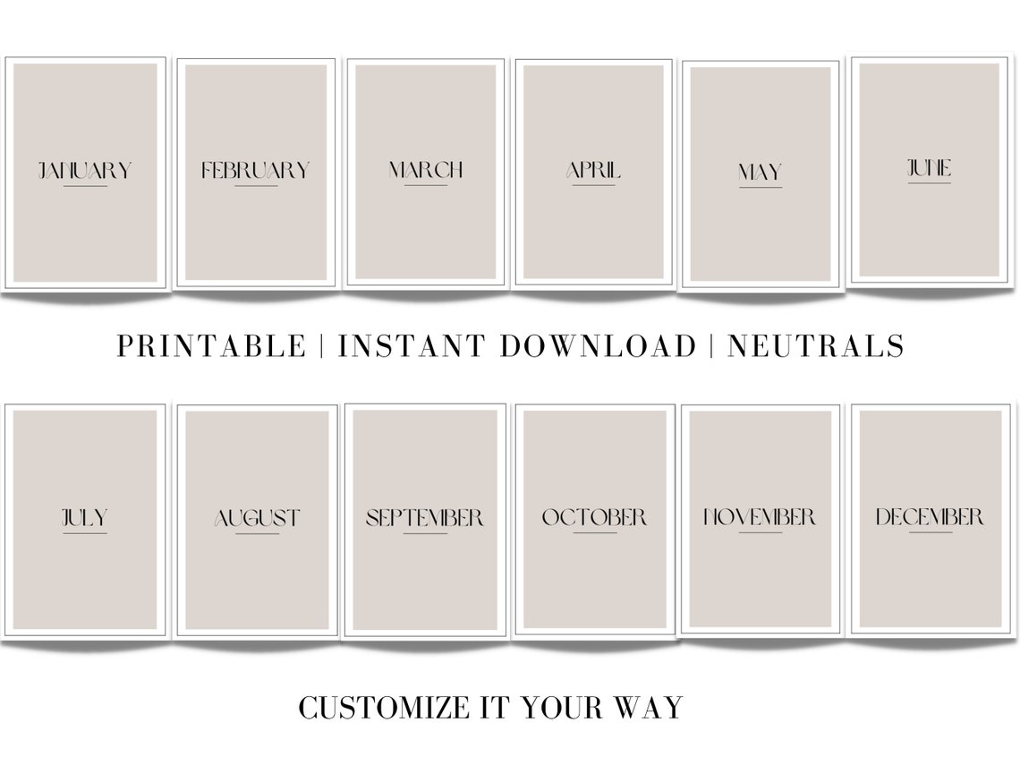 Printable Monthly Planner Covers | Neutral A5 and Half Letter Agenda ...