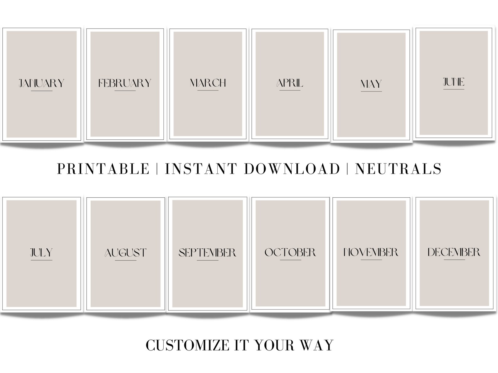 Printable Monthly Planner Covers | Neutral A5 and Half Letter Agenda ...