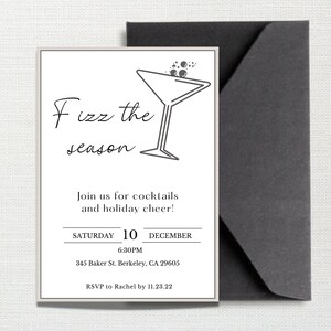 Christmas Party Invite | Christmas Drinks Party Invitation | Holiday Party Invitation | Printable Holiday Party Invite | Cocktail Party