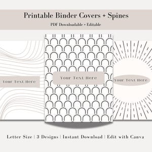 Binder Covers Printable Editable | Neutral Binder Covers | Editable Binder Covers | Binder Templates | Planner Cover | Teacher Binder
