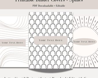 Binder Covers Printable Editable | Neutral Binder Covers | Editable Binder Covers | Binder Templates | Planner Cover | Teacher Binder