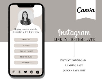Instagram Link in bio template | Instagram landing page | Linktree template alternative | Link in bio Instagram