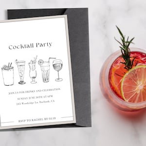 Cocktail Party Invitation  | Cocktail Invitation | Birthday Invitations for Girls | Birthday Invitation for Women