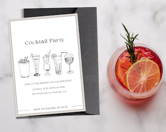 Cocktail Party Invitation  | Cocktail Invitation | Birthday Invitations for Girls | Birthday Invitation for Women