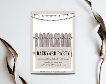 Backyard Party Invite Template | Backyard Party Invitation | Backyard Party Invite Digital | Backyard Party Invite | Backyard Party Download
