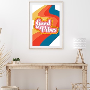 Wall Art, Art Decor, vintage Wall Art Decor, Aesthetic Room Decor, 70s wall art,70s, vintage, good vibes, good vibes poster