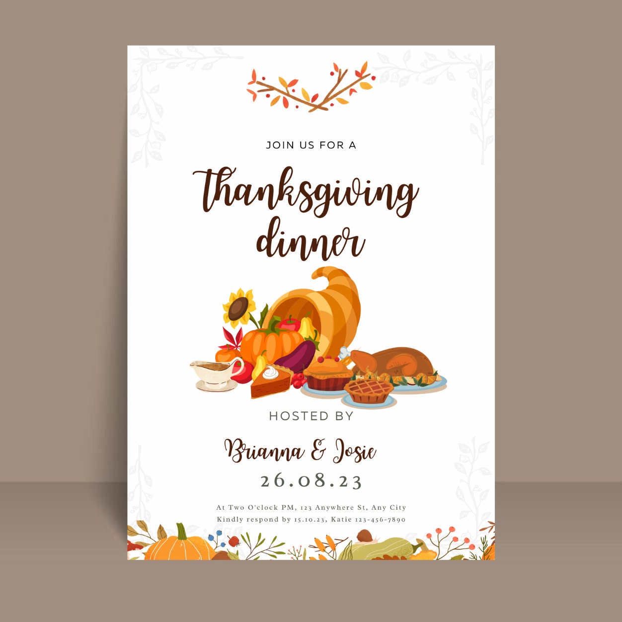 Thanksgiving Editable Online Invitation Template 2022 can - Etsy