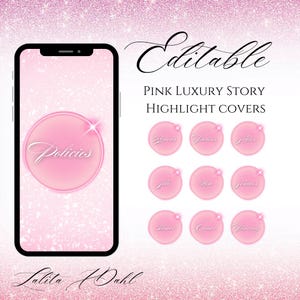Luxurious Pink Editable Story Highlight Covers| Pink Highlight Covers | Pink highlights| Editable Canva Highlights | Canva Template
