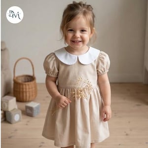 Patrón de costura para vestido trapecio de niña con cuello Peter Pan (patrón PDF) imagen 4