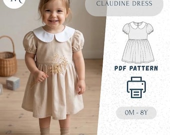 Girls Trapeze Dress Sewing Pattern with Peter Pan Collar (PDF Pattern)