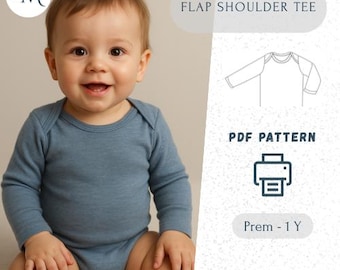 Baby Lap Shoulder Shirt Sewing Pattern, Preemie to 12 Months (PDF Pattern)