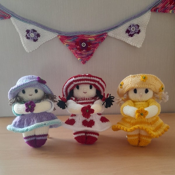 Knitting Pattern for Valentine, Primrose and Lavender Flower Girls