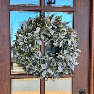 Spring Summer Lambs Ear Wreath, Lambs Ear-Eucalyptus Wreath, Lambs Ear for Front Door, All Occasion Farmhouse Wreath, Everyday Wreath