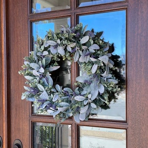 Lambs Ear & Eucalyptus Wreath: Farmhouse Front Door Decor