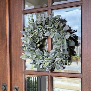 Spring Lambs Ear Wreath, Lambs Ear-Eucalyptus Wreath, Lambs Ear for Front Door, All Occasion Farmhouse Wreath, Everyday Wreath