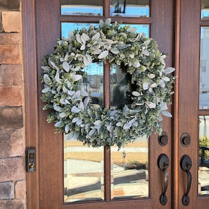 Winter Lambs Ear Wreath, Lambs Ear-Eucalyptus Wreath, Lambs Ear Wreath for Front Door, All Season Farmhouse Wreath, Everyday Wreath image 6