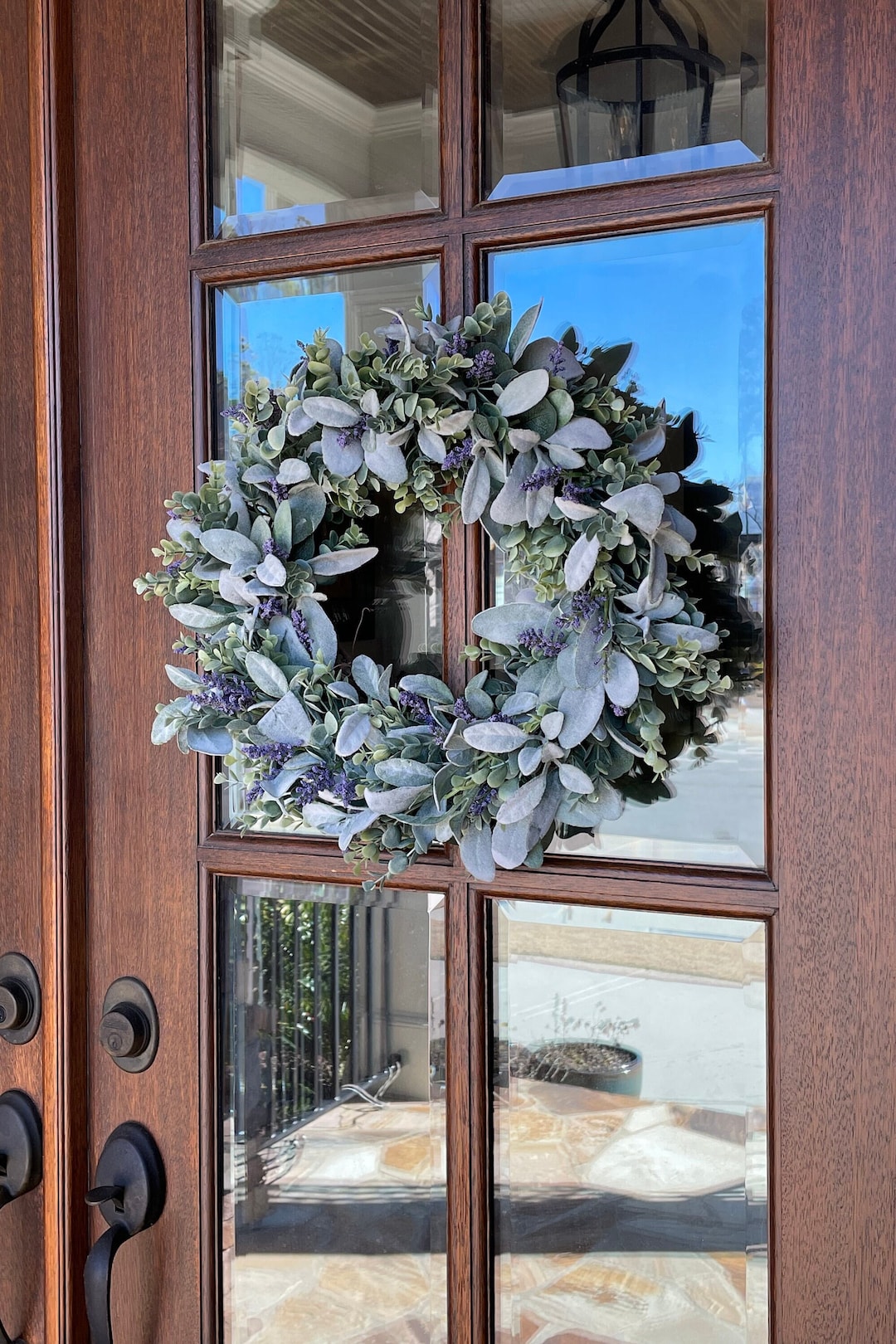 Lambs Ear & Eucalyptus Wreath: Farmhouse Front Door Decor - Etsy