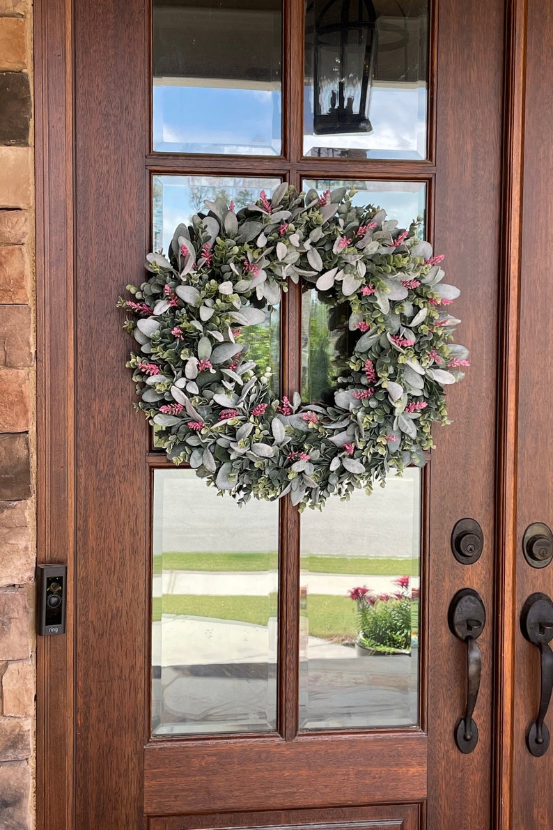 Winter Lambs Ear Wreath, Lambs Ear-Eucalyptus Wreath, Lambs Ear Wreath for Front Door, All Season Farmhouse Wreath, Everyday Wreath image 5