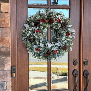 Winter Pinecone Lambs Ear Wreath, Eucalyptus Wreath, Front Door Wreath ...