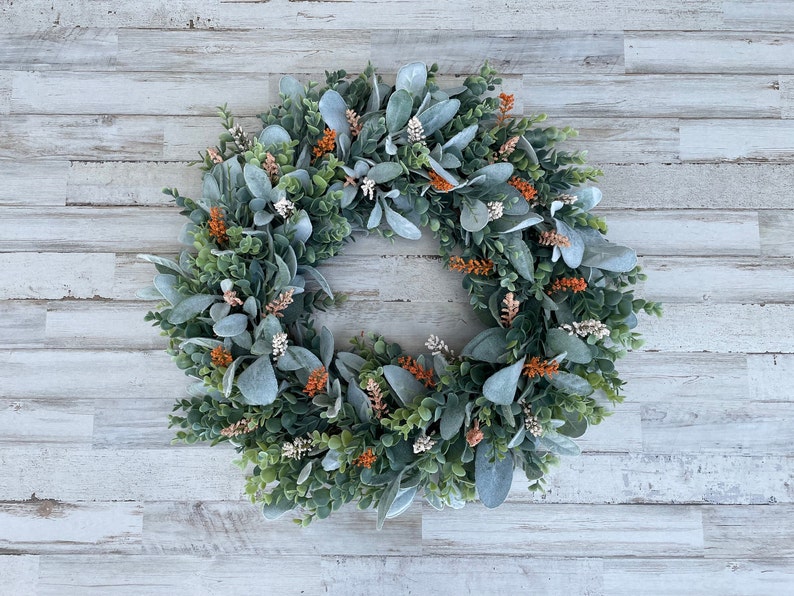 Winter Lambs Ear Wreath, Lambs Ear-Eucalyptus Wreath, Lambs Ear Wreath for Front Door, All Season Farmhouse Wreath, Everyday Wreath image 9